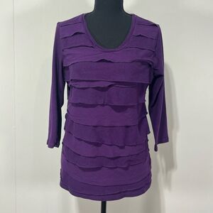 Merona Layered Ruffle 3/4 Sleeve Top Size L Women’s